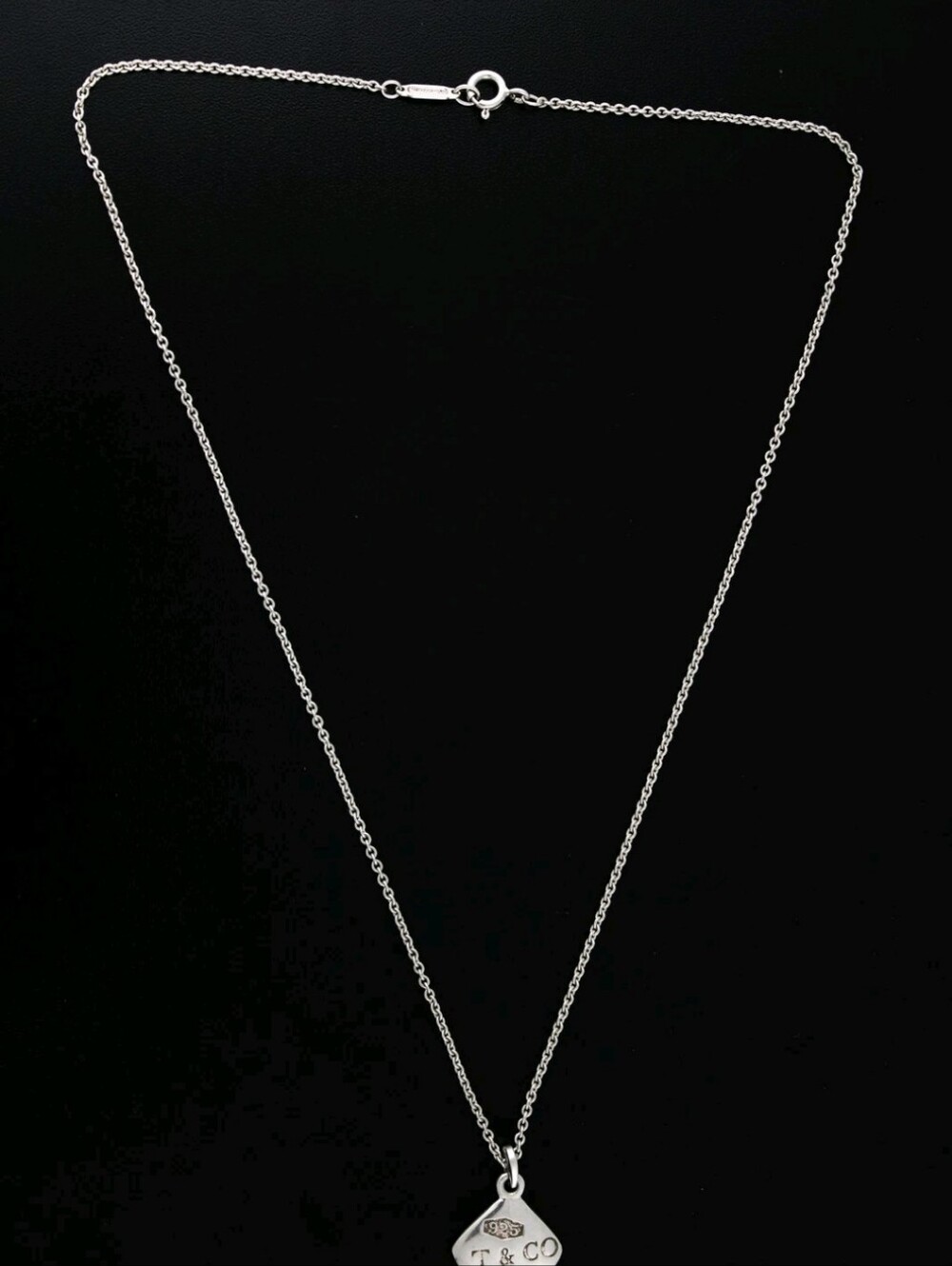 Tiffany & Co 1837 Sterling Silver Cushion Square Pendant Chain Necklace 16" - Picture 2 of 4